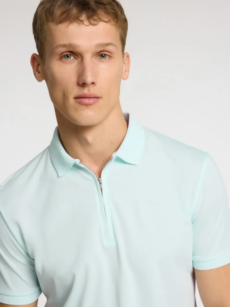 Selected Shirts*SLHFAVE ZIP SS POLO NOOS ice melt