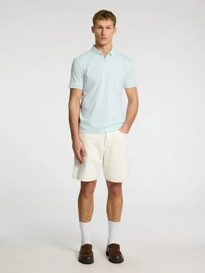 Selected Shirts*SLHFAVE ZIP SS POLO NOOS ice melt