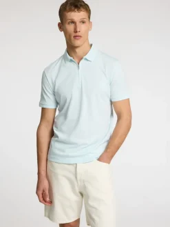 Selected Shirts*SLHFAVE ZIP SS POLO NOOS ice melt