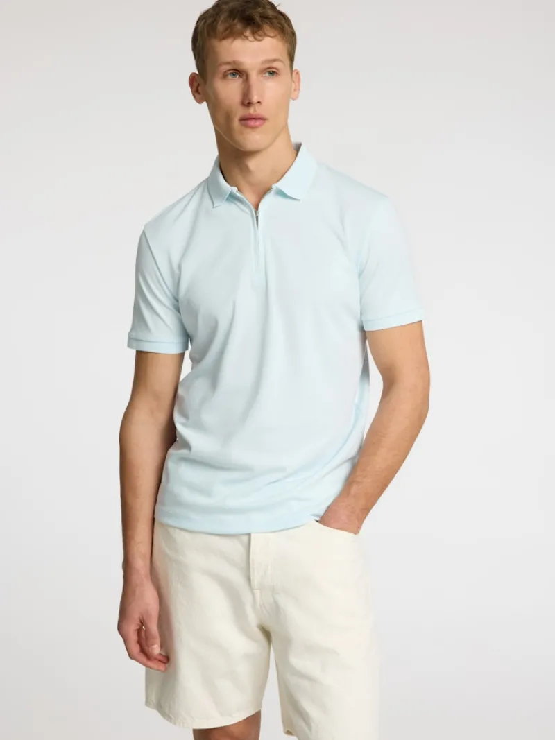 Selected Shirts*SLHFAVE ZIP SS POLO NOOS ice melt