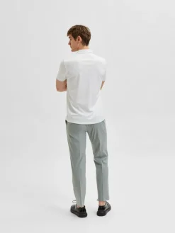 Selected Shirts*SLHFAVE ZIP SS POLO NOOS Cloud Dancer