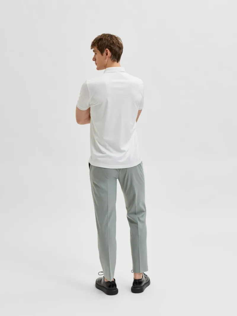 Selected Shirts*SLHFAVE ZIP SS POLO NOOS Cloud Dancer