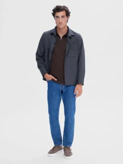 Selected Shirts*SLHFAVE ZIP SS POLO NOOS demitasse