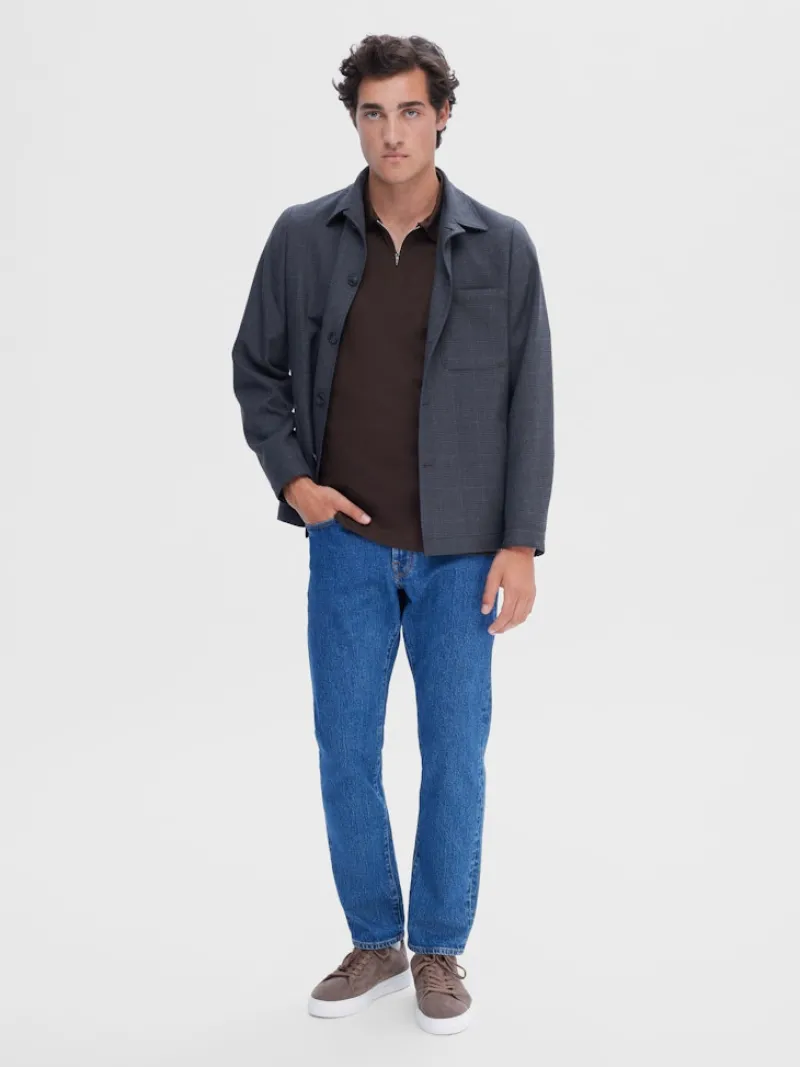 Selected Shirts*SLHFAVE ZIP SS POLO NOOS demitasse