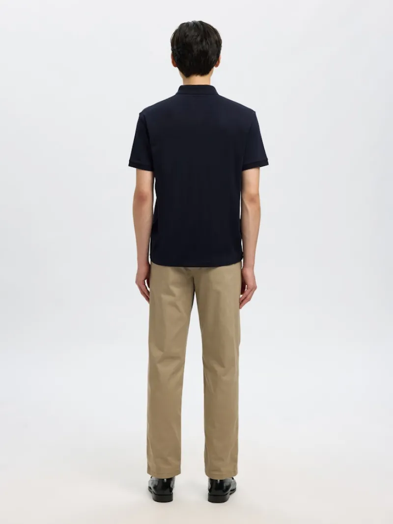 Selected Shirts*SLHFAVE ZIP SS POLO NOOS Sky Captain