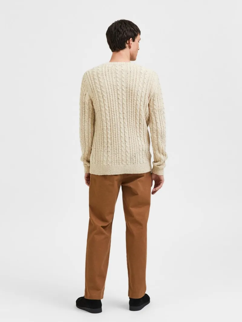 Selected Pullover & Sweatshirts*SLHHENRY LS KNIT CABLE CREW NECK W oatmeal