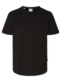 Selected Shirts*SLHJOSEPH PIQUE SS O-NECK TEE Black