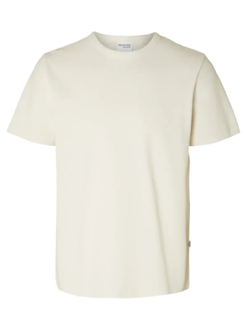 Selected Shirts*SLHJOSEPH PIQUE SS O-NECK TEE egret