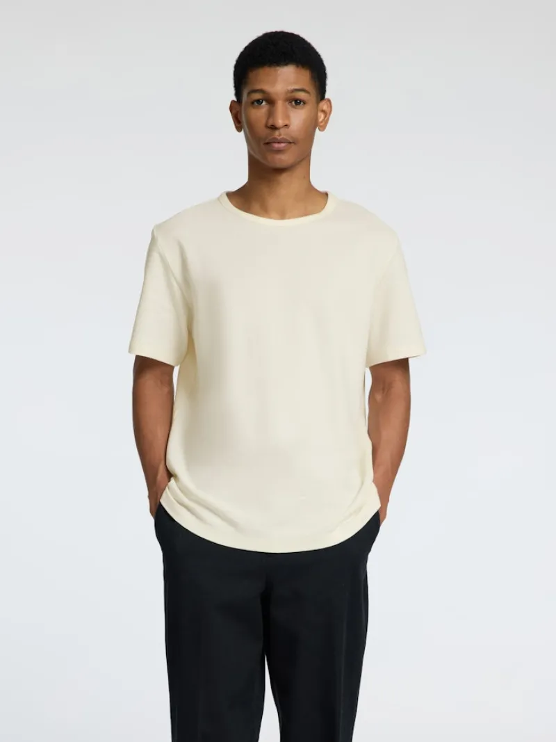 Selected Shirts*SLHJOSEPH PIQUE SS O-NECK TEE egret