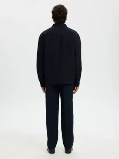 Selected Hemden*SLH-LEROY LINEN BLEND OVERSHIRT LS NOOS Sky Captain