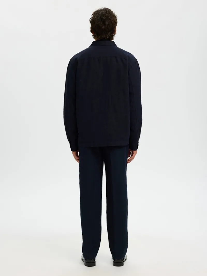 Selected Hemden*SLH-LEROY LINEN BLEND OVERSHIRT LS NOOS Sky Captain