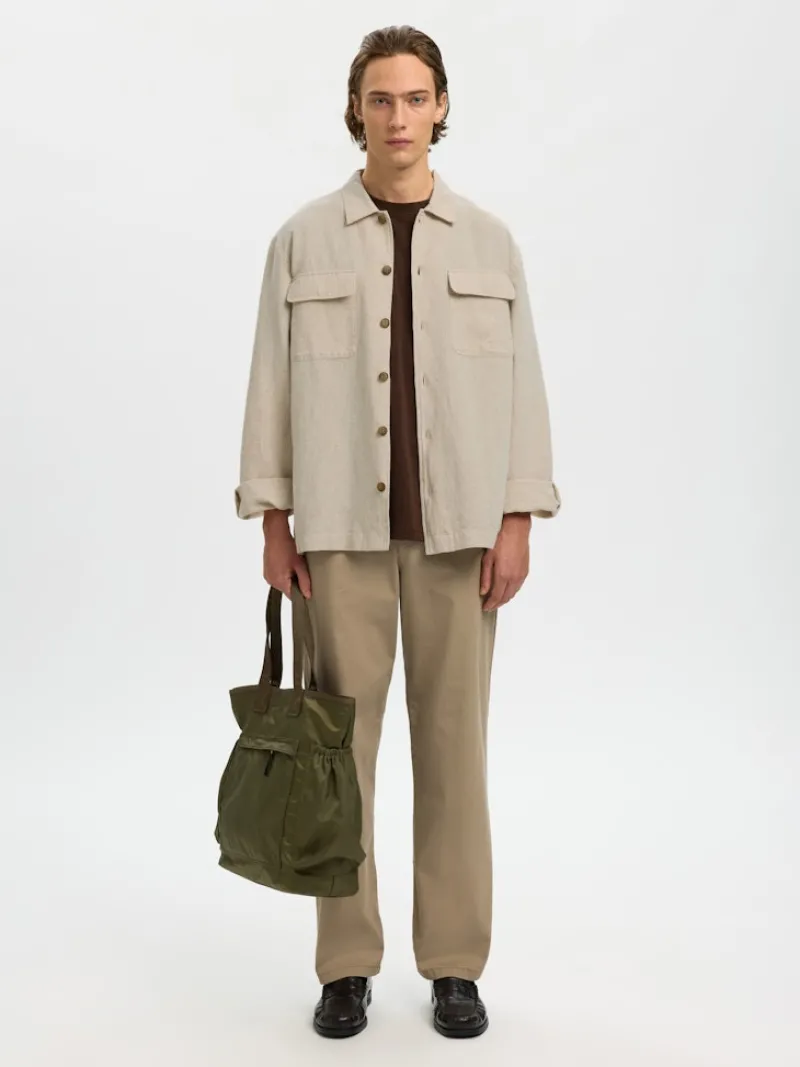 Selected Hemden*SLH-LEROY LINEN BLEND OVERSHIRT LS NOOS Pure Cashmere