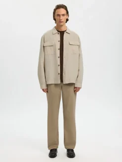 Selected Hemden*SLH-LEROY LINEN BLEND OVERSHIRT LS NOOS Pure Cashmere