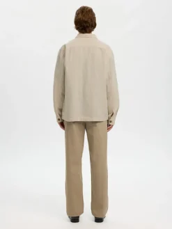 Selected Hemden*SLH-LEROY LINEN BLEND OVERSHIRT LS NOOS Pure Cashmere