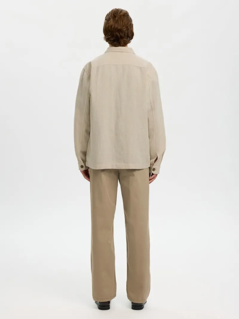 Selected Hemden*SLH-LEROY LINEN BLEND OVERSHIRT LS NOOS Pure Cashmere