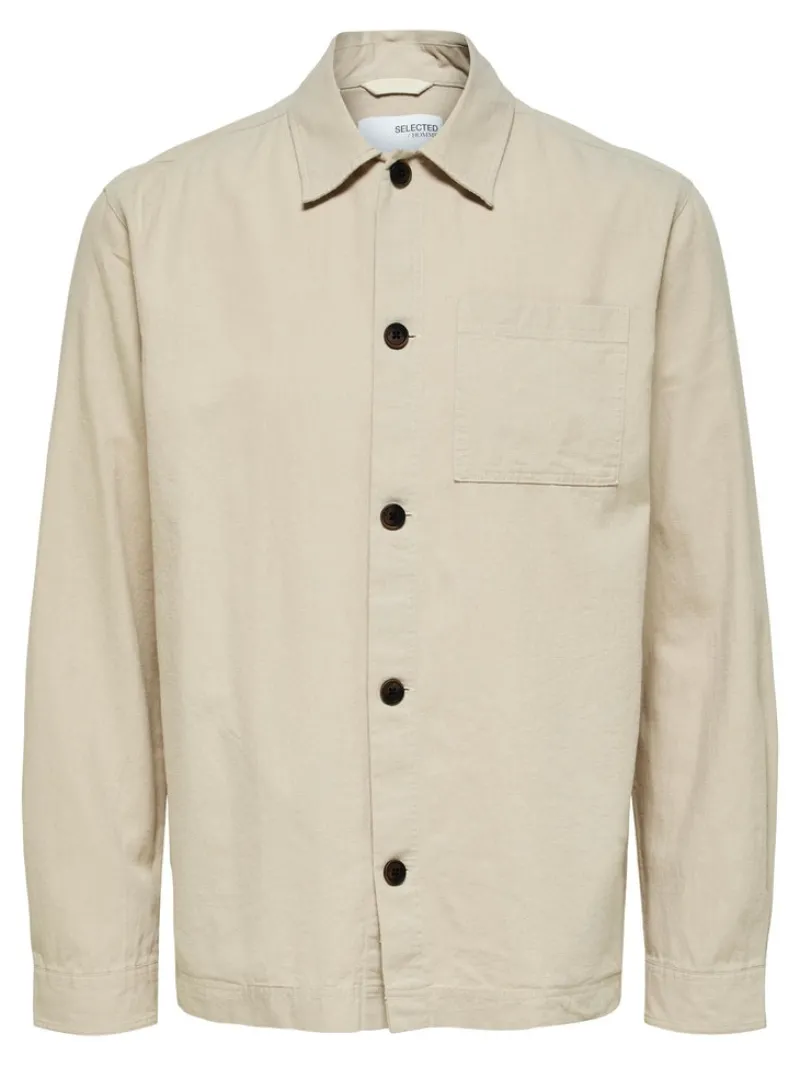 Selected Hemden*SLHLOOSEBLAS-LINEN OVERSHIRT LS W NOOS angora