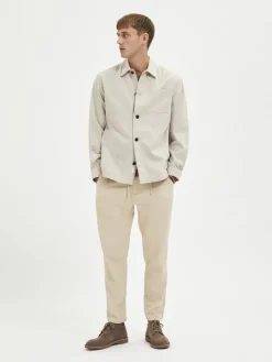 Selected Hemden*SLHLOOSEBLAS-LINEN OVERSHIRT LS W NOOS angora