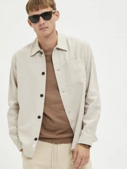 Selected Hemden*SLHLOOSEBLAS-LINEN OVERSHIRT LS W NOOS angora