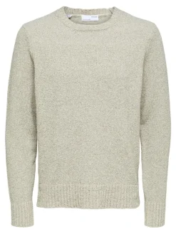 Selected Pullover & Sweatshirts*SLHMARCO BOUCLE LS KNIT CREW NECK W oatmeal