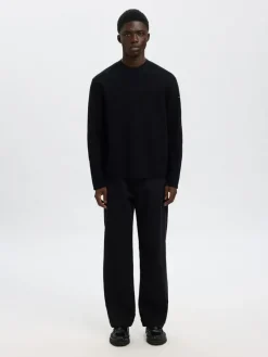 Selected Pullover & Sweatshirts*SLHMIKE LIGHT LS KNIT RELAXED MOCK NECK Black