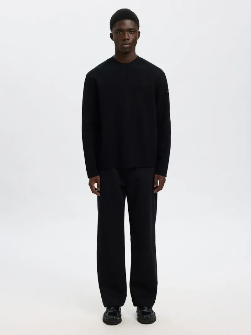 Selected Pullover & Sweatshirts*SLHMIKE LIGHT LS KNIT RELAXED MOCK NECK Black