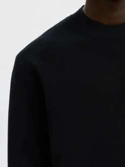 Selected Pullover & Sweatshirts*SLHMIKE LIGHT LS KNIT RELAXED MOCK NECK Black