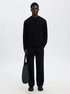 Selected Pullover & Sweatshirts*SLHMIKE LIGHT LS KNIT RELAXED MOCK NECK Black