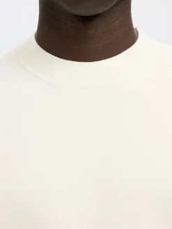 Selected Pullover & Sweatshirts*SLHMIKE LIGHT LS KNIT RELAXED MOCK NECK egret