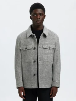Selected Jacken*SLHMITCH WOOL BLEND SHACKET NOOS grey melange