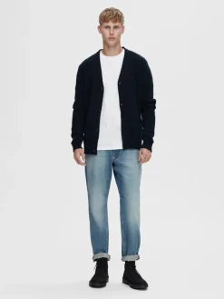 Selected Pullover & Sweatshirts*SLHRAI LS KNIT BUTTON CARDIGAN Sky Captain