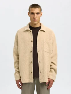 Selected Hemden*SLHREGFRED STRUCTURED OVERSHIRT egret