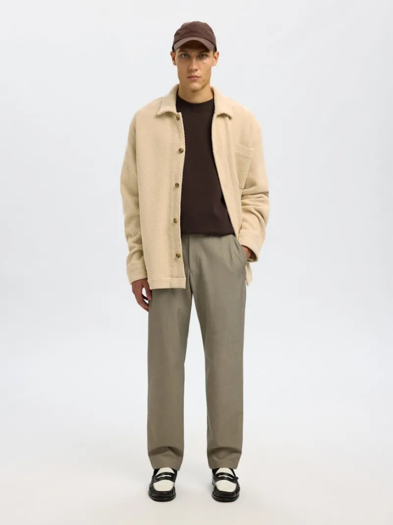 Selected Hemden*SLHREGFRED STRUCTURED OVERSHIRT egret