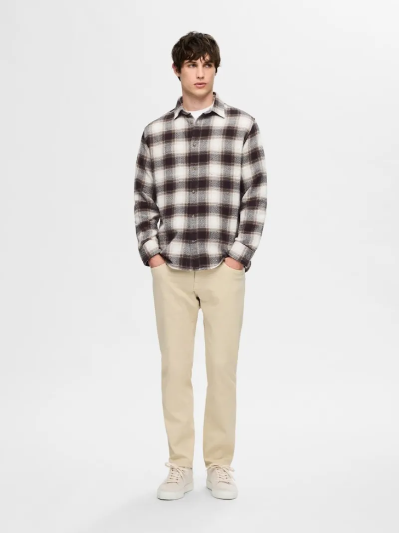 Selected Hemden*SLHREGOWEN-GRINDLE CHECK SHIRT LS chocolate torte