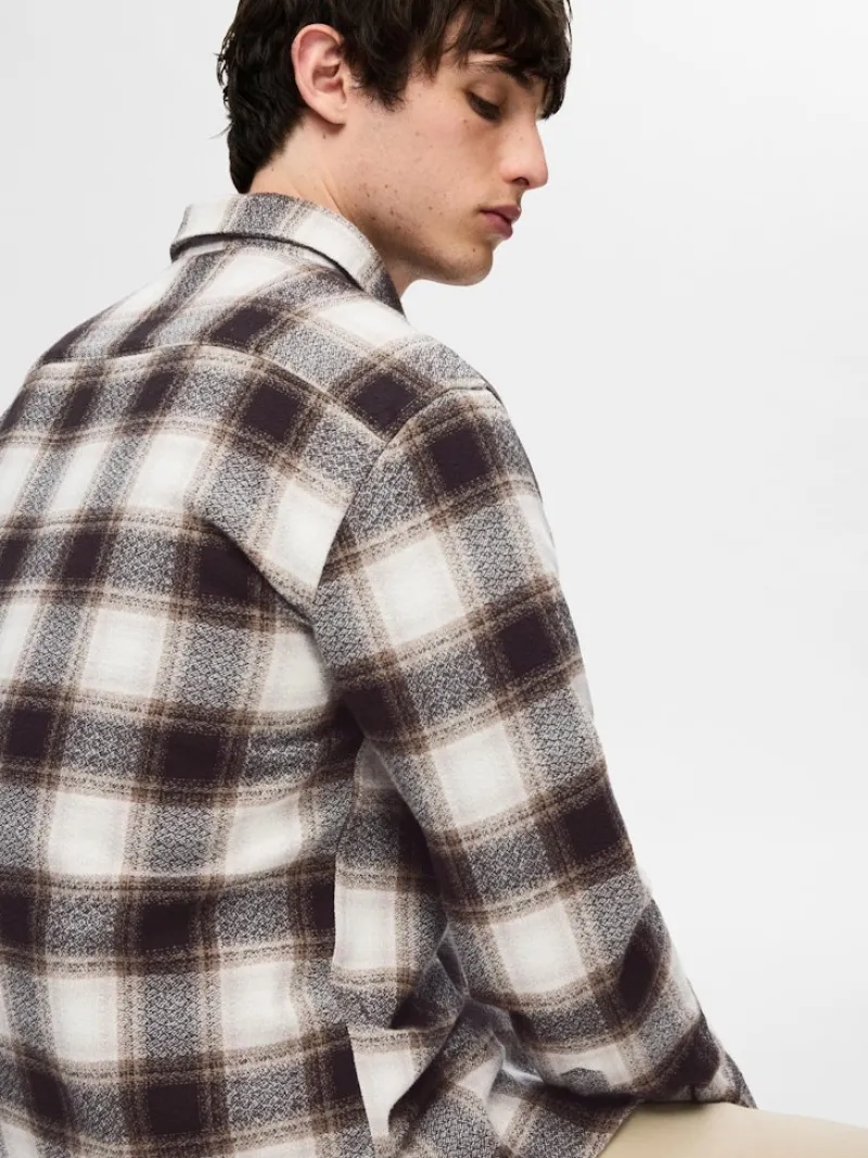 Selected Hemden*SLHREGOWEN-GRINDLE CHECK SHIRT LS chocolate torte