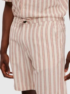 Selected Shorts*SLHREGSAL SHORTS Egret-Stripes