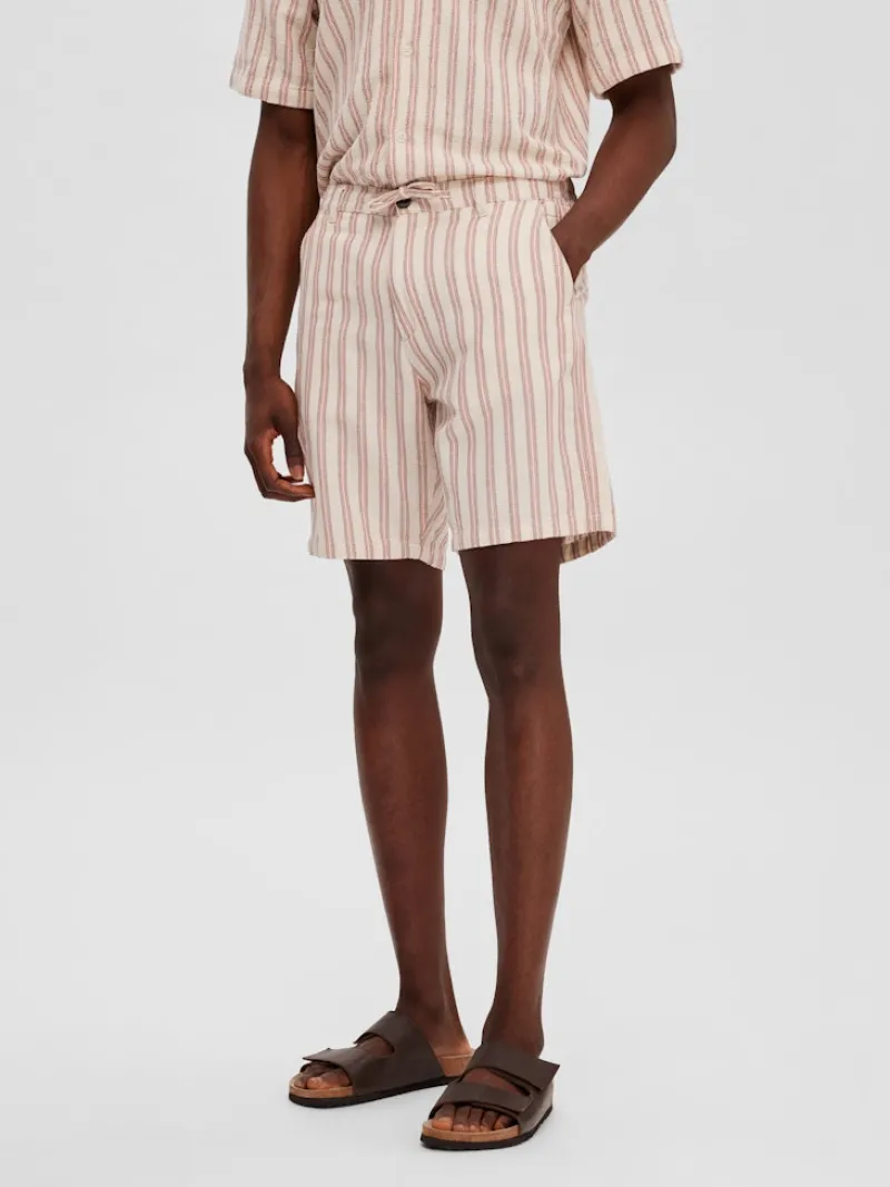 Selected Shorts*SLHREGSAL SHORTS Egret-Stripes