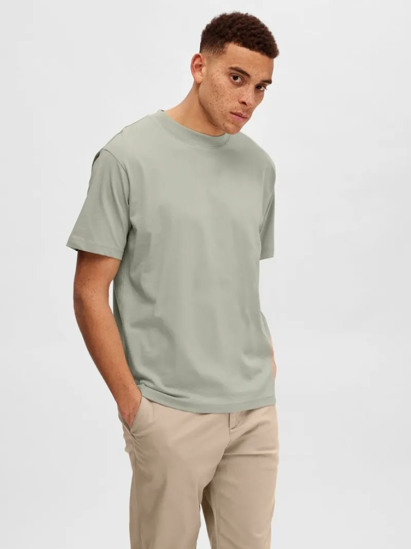 Selected Shirts*SLHRELAXCOLMAN SS O-NECK TEE B COLL desert sage