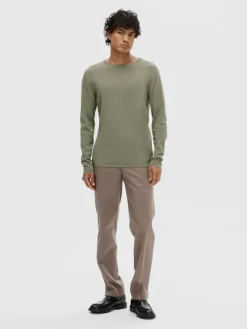 Selected Pullover & Sweatshirts*SLHROME LS KNIT CREW NECK NOOS vetiver