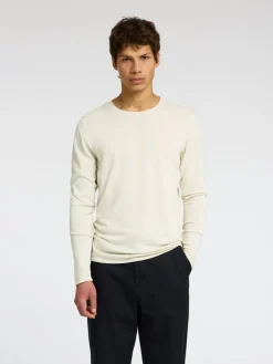 Selected Pullover & Sweatshirts*SLHROME LS KNIT CREW NECK NOOS oatmeal