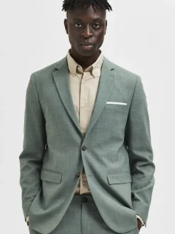 Selected Sakkos|Jacken*SLHSLIM-OASIS LINEN BLZ NOOS light green melange