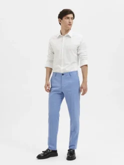 Selected Hosen*SLHSLIM-OASIS LINEN TRS NOOS Light Blue