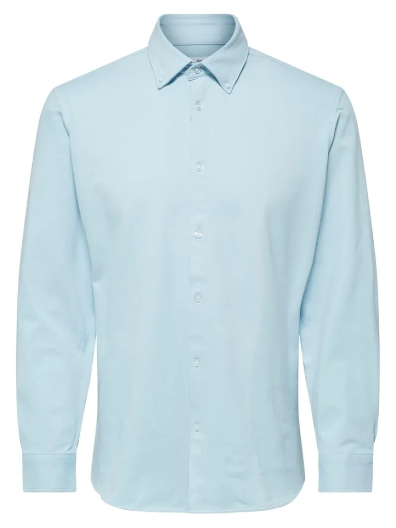 Selected Hemden*SLHSLIMOLIVER-KNIT FLEX SHIRT LS B dream blue