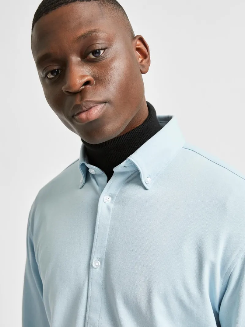 Selected Hemden*SLHSLIMOLIVER-KNIT FLEX SHIRT LS B dream blue