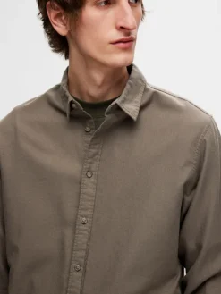 Selected Hemden*SLHSLIMOWEN-BRUSHED SHIRT LS NOOS Morel