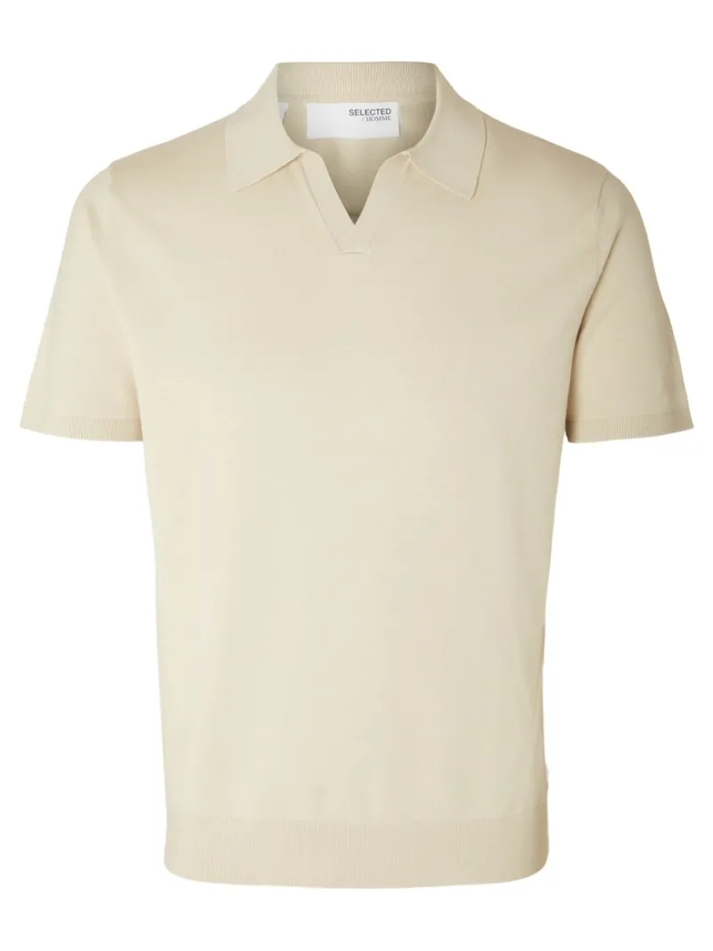 Selected Shirts*SLHTELLER SS KNIT POLO NOOS fog