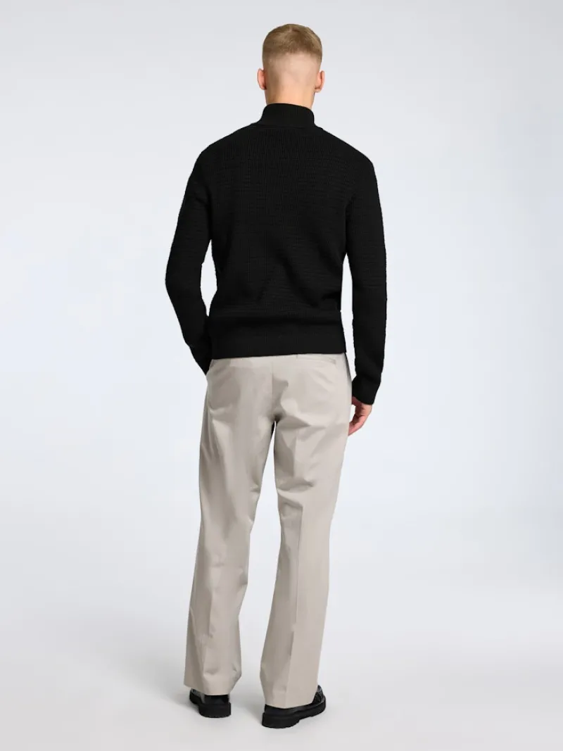 Selected Pullover & Sweatshirts*SLHTHEO LS KNIT STRUCTURE HALF ZIP Black