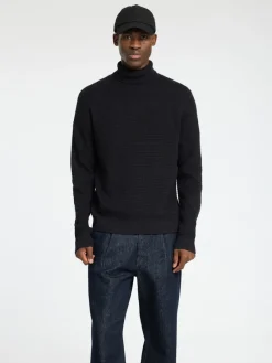 Selected Pullover & Sweatshirts*SLHTHEO LS KNIT STRUCTURE ROLL NECK Black
