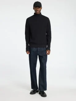 Selected Pullover & Sweatshirts*SLHTHEO LS KNIT STRUCTURE ROLL NECK Black