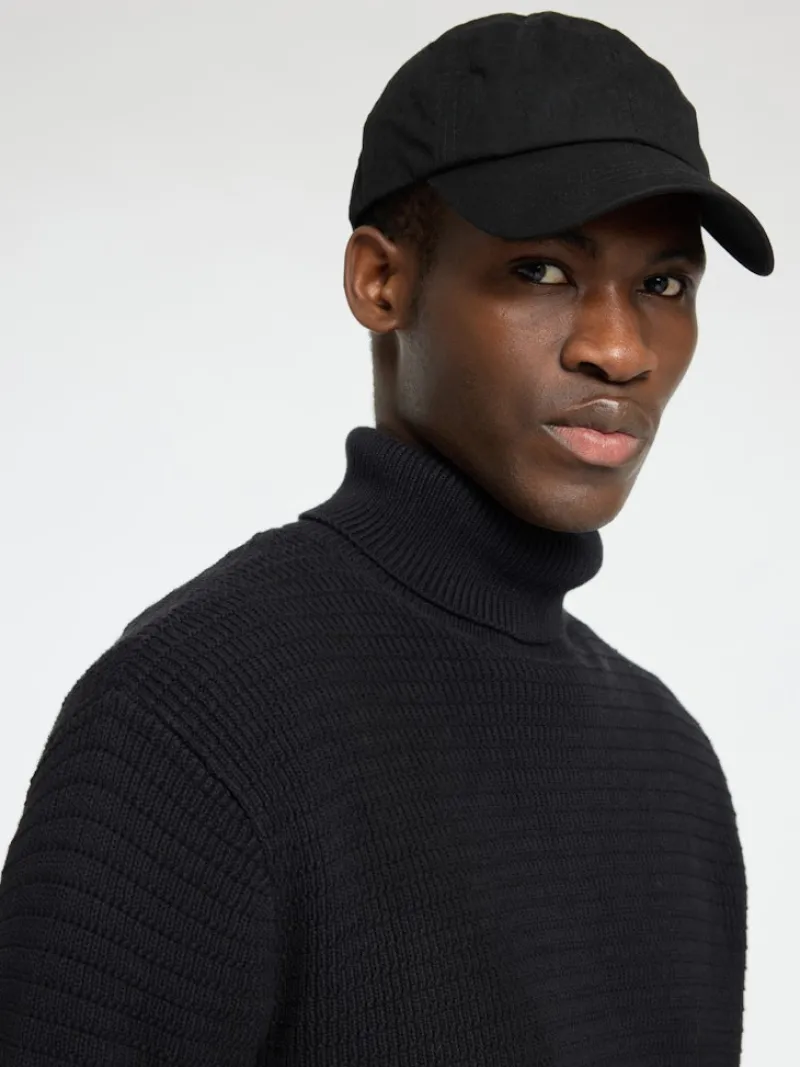 Selected Pullover & Sweatshirts*SLHTHEO LS KNIT STRUCTURE ROLL NECK Black