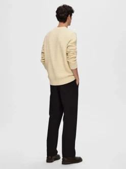 Selected Pullover & Sweatshirts*SLHTHIM LS KNIT STRUCTURE CREW NECK W oatmeal